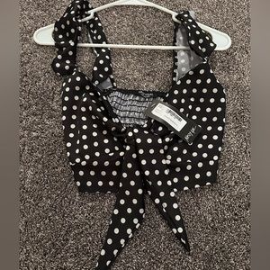 Black and white polka dot crop top never worn.